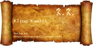 Kling Kamill névjegykártya