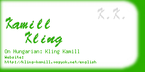 kamill kling business card